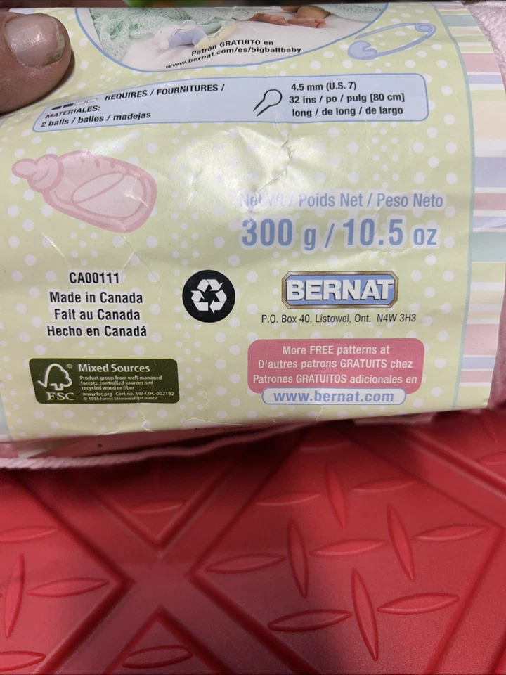 Manta deportiva para bebé Bernat hilo rosa rosa 10,5 OZ 3 pesos acrílico acogedor suave Foto 4 de 4