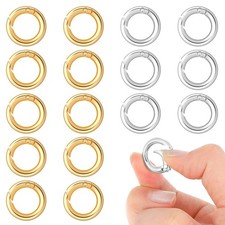 16 Pcs Spring O Ring Clip 1/2 inch Silver Gold Round Snap Keychain Clip Key R...
