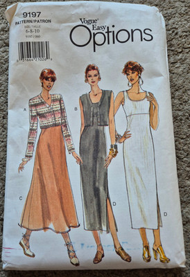 Vogue Easy Options Schnittmuster 9197 Misses Jacke Weste Kleid Gr. (US 6-10)