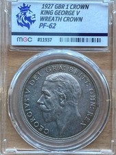 King George V 1927, Wreath Crown, Mint PF-62 Grade