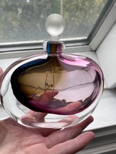 Vintage Signed Chris Comins Art Glass Perfume Bottle Multicolour With Stopper