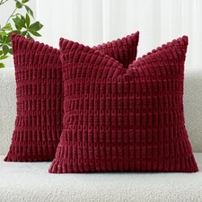 MIULEE Pack of 2 Christmas Burgundy Corduroy 18" x (Pack 2), 