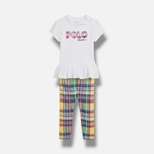 Polo Ralph Lauren Baby Girls' White Logo T-Shirt/Leggings Set Size 6 Months