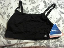 Black Champion Shiny Seamless Cami Wire Free Sports Bra NEW L Lg