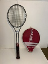 Vintage Wilson T3000 Steel Tennis Racket w/ Auth Zipper Cover Made in USA 4 3/8