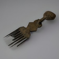 VTG African Fertility Wedding Comb Tribal Hand Carved Wood Hair Art Marriage