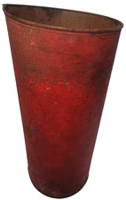 EARLY 20TH CENT VINT CHALKY RED PAINTED, GALVANIZED STEEL MAPLE SYRUP SAP BUCKET