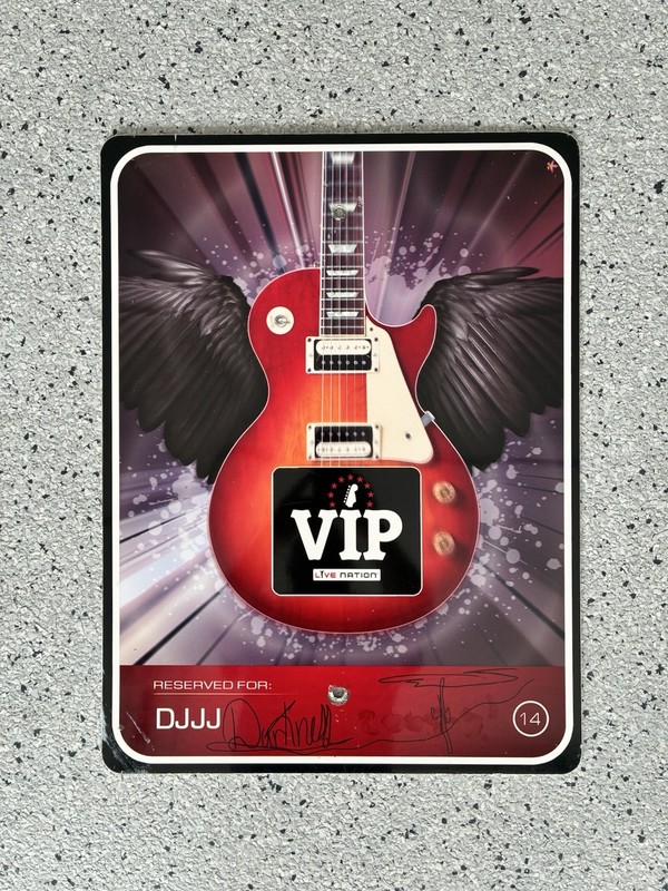 VIP Live Nation DJJJ Darkness 18x24 Metal Signed Guitar Sign. Pre Owned.