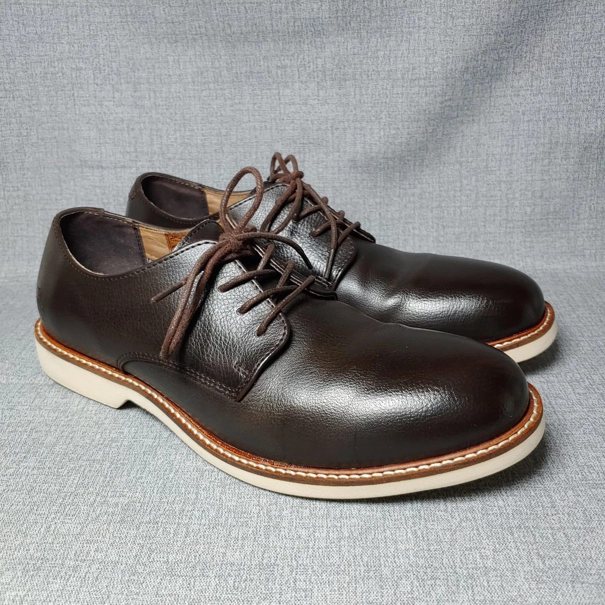 penguin brown dress shoes Original Penguin Walter OP100689M Mens Brown Leather Plain Toe Oxfords