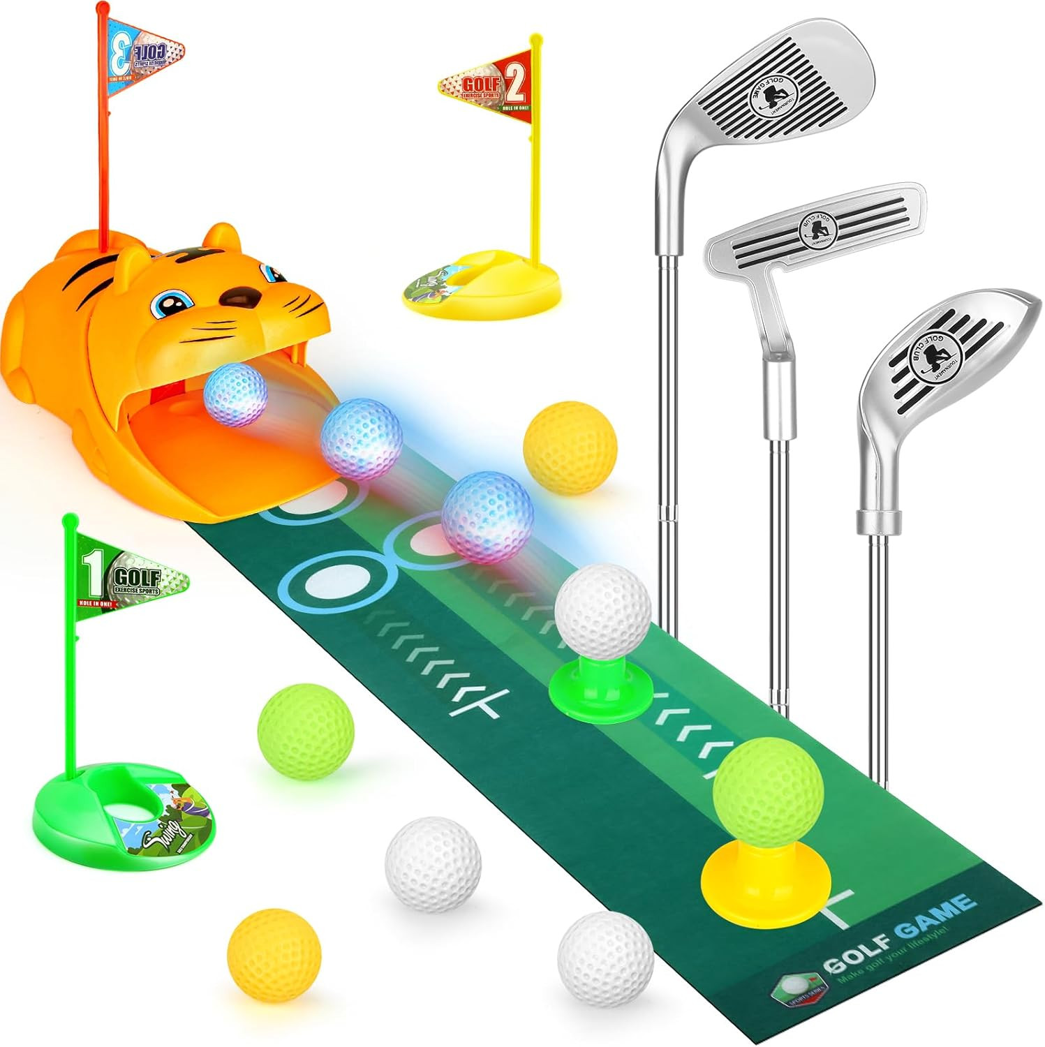 Set With Tiger For 3-8 Years Old, Toddler Golf Clubs Set