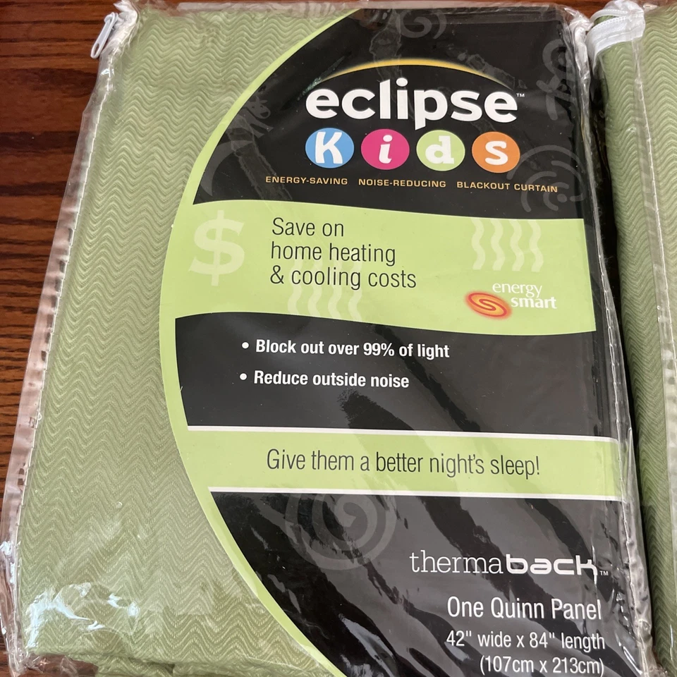 ECLIPSE Blackout Curtain Panel 42" x 84" Color Light Green  Thermaback - Image 2 of 4