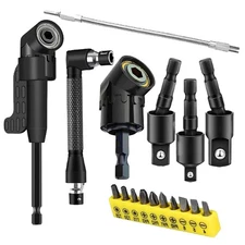 17-Piece Flexible Drill Bit Extension Set with 3 rotatable socket adapters, 2...