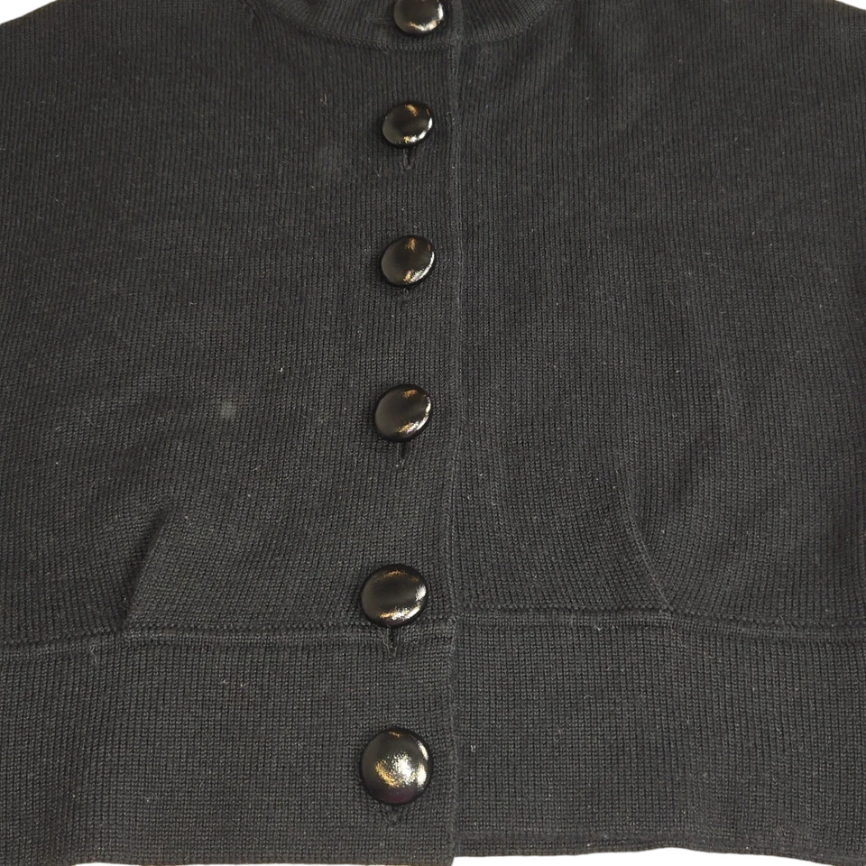 Cárdigan suéter pequeño Style & Co Petite para mujer mezcla de lana con botones negro Foto 4 de 4