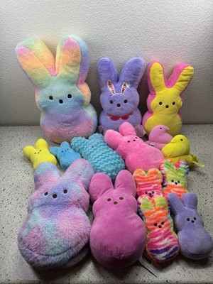 Peeps Plush Lot of 15 Rabbit Chicken Large to Small Variety
