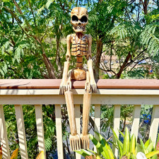 Decorative Skeleton Wooden Statue, Hand-Carved, Pirate Theme 39" inches