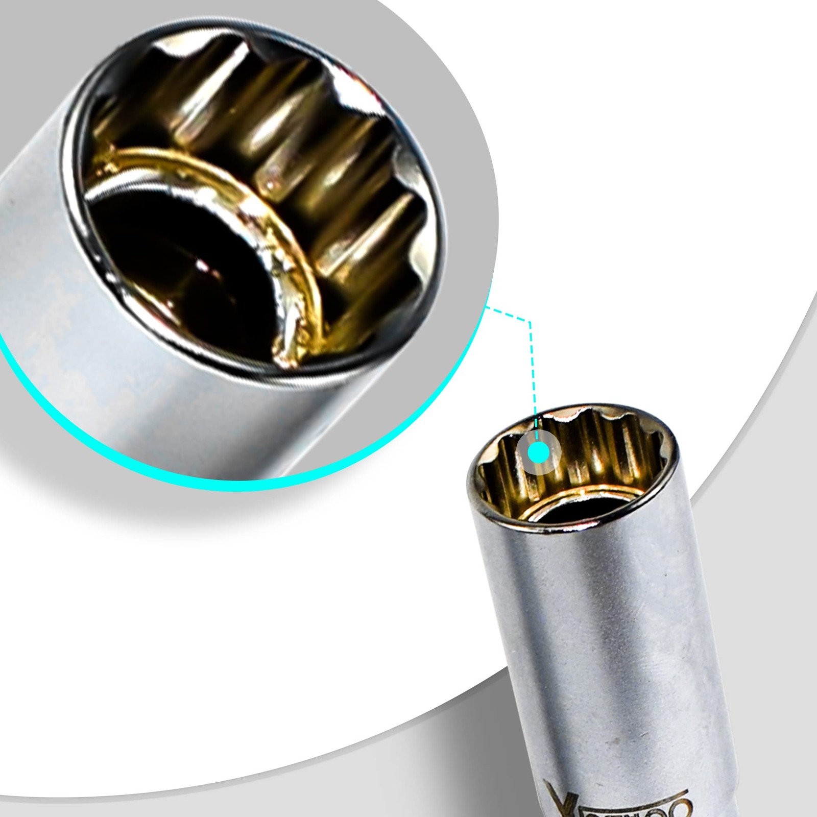 Yuesstloo 14mm  16mm Magnetic Swivel Spark Plug Socket, 2 Pcs Thin Wall 3/8 I...