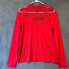 Vero Moda Red Lace High Neck Long Sleeve Top Blouse NWT Witchy Romantic Festival