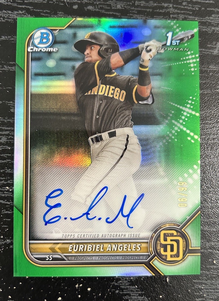 2022 Bowman Chrome 1st Euribiel Angeles #D/99 Auto Green Refractor