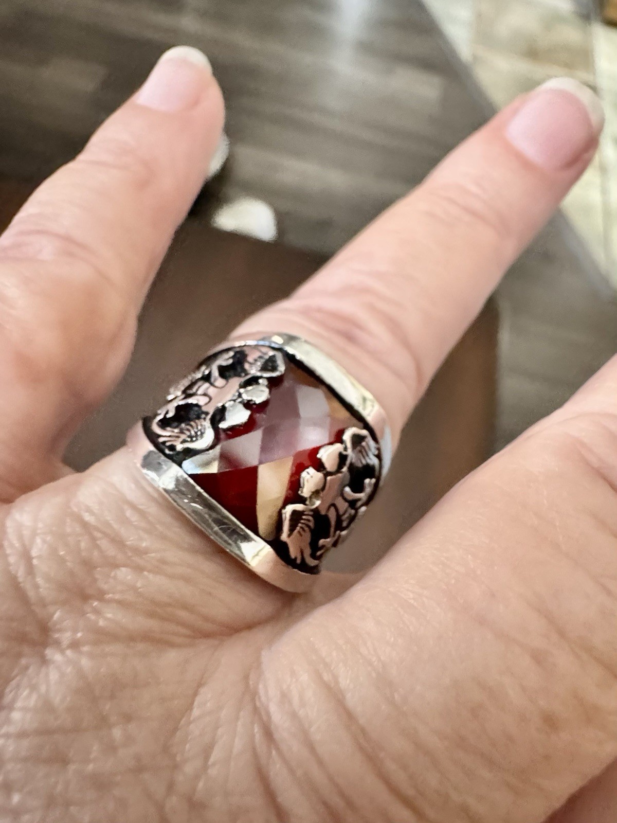 Turkish Simulated Red Ruby 925 Sterling Silver Ri… - image 5