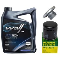 MotoröL Filter Set Wolf 5W40 5Liter + ÖLablassschraube FüR Opel Vectra C Caravan