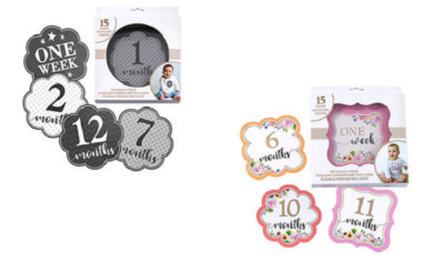 Baby Milestone Belly Stickers - Grey or Pink - Reusable - Baby Shower Gift