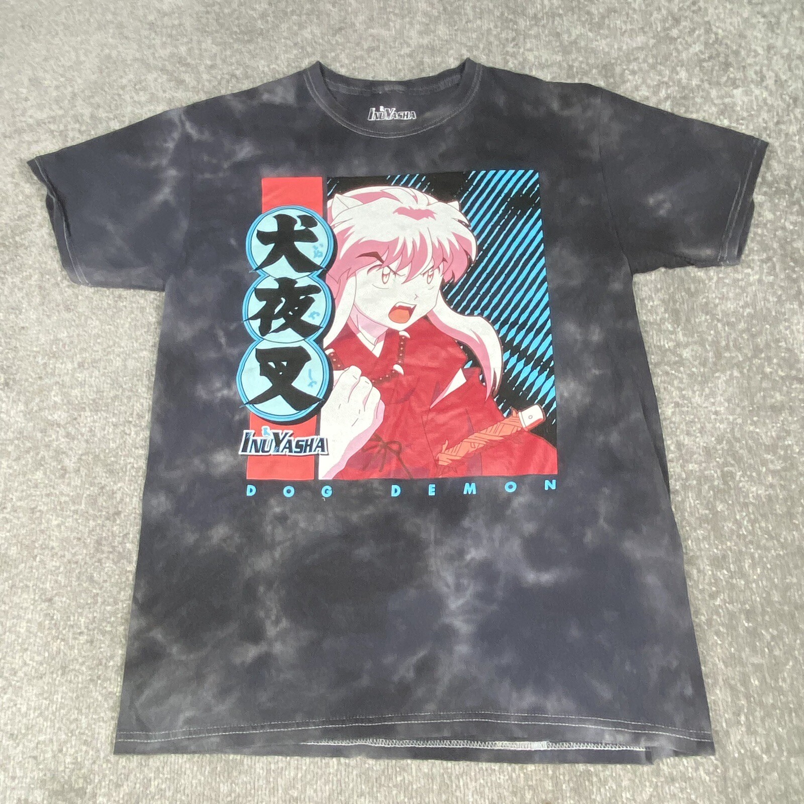 ALTRA Camicia Anime InuYasha Uomo Piccola Grigio Tie Dye Cane Demone Stampa Grafica Manga 2009