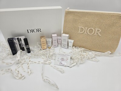Dior Raffia Style Make Up Kosmetik Clutch Tasche Etui Geschenkset drei Mini's