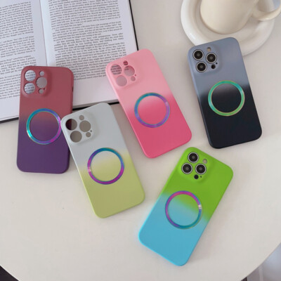 For iPhone 14 13 12 Pro Max 11 Magsafe Gradient Color Shockproof Soft Case Cover