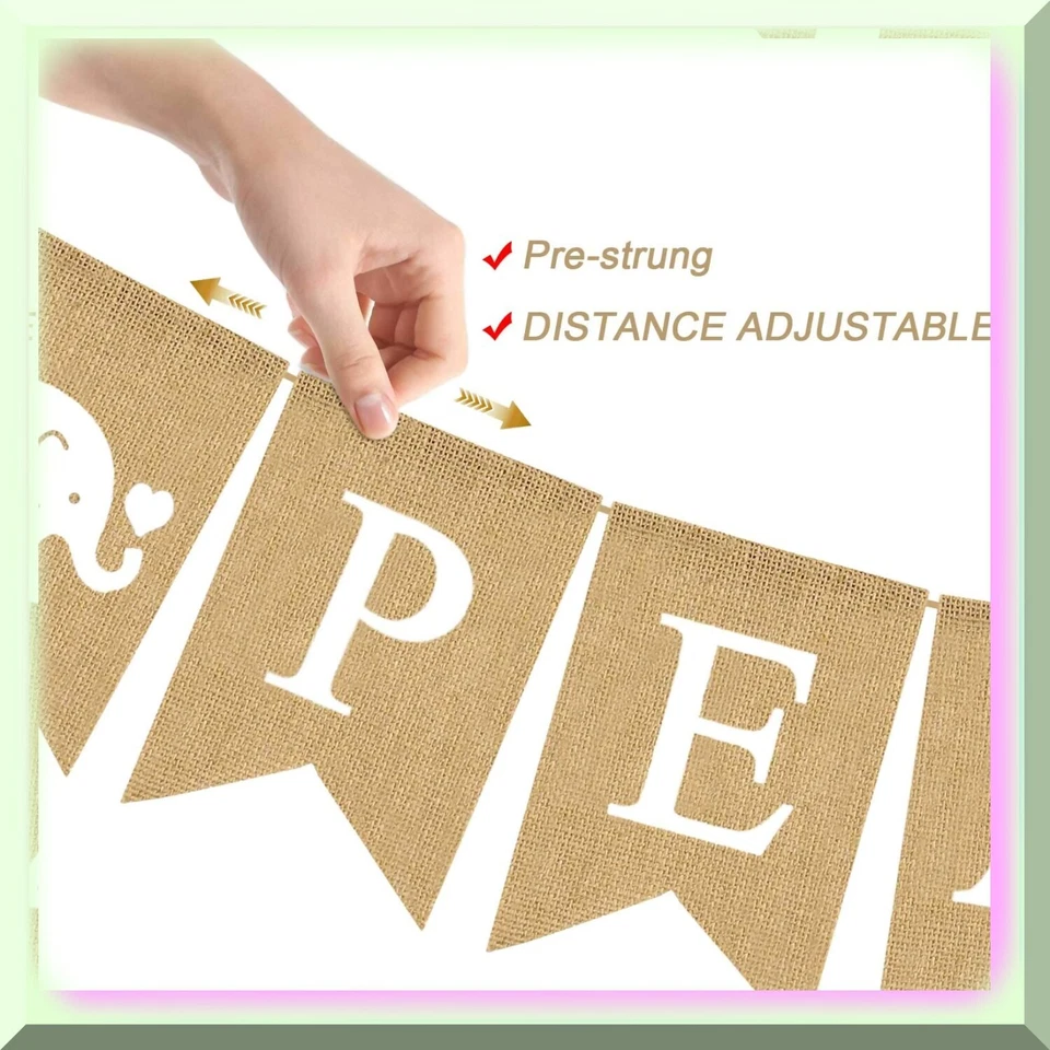 Peanut Pachyderm Bash: pancarta de arpillera de yute para baby shower, revelación de género y elefante Foto 4 de 4