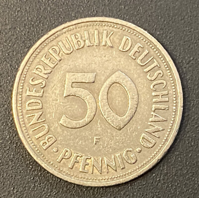 50 Pfennig-Münze, 1970 Jahr, F , 3,5 gram, Sammler-Seltenheit, BRD !