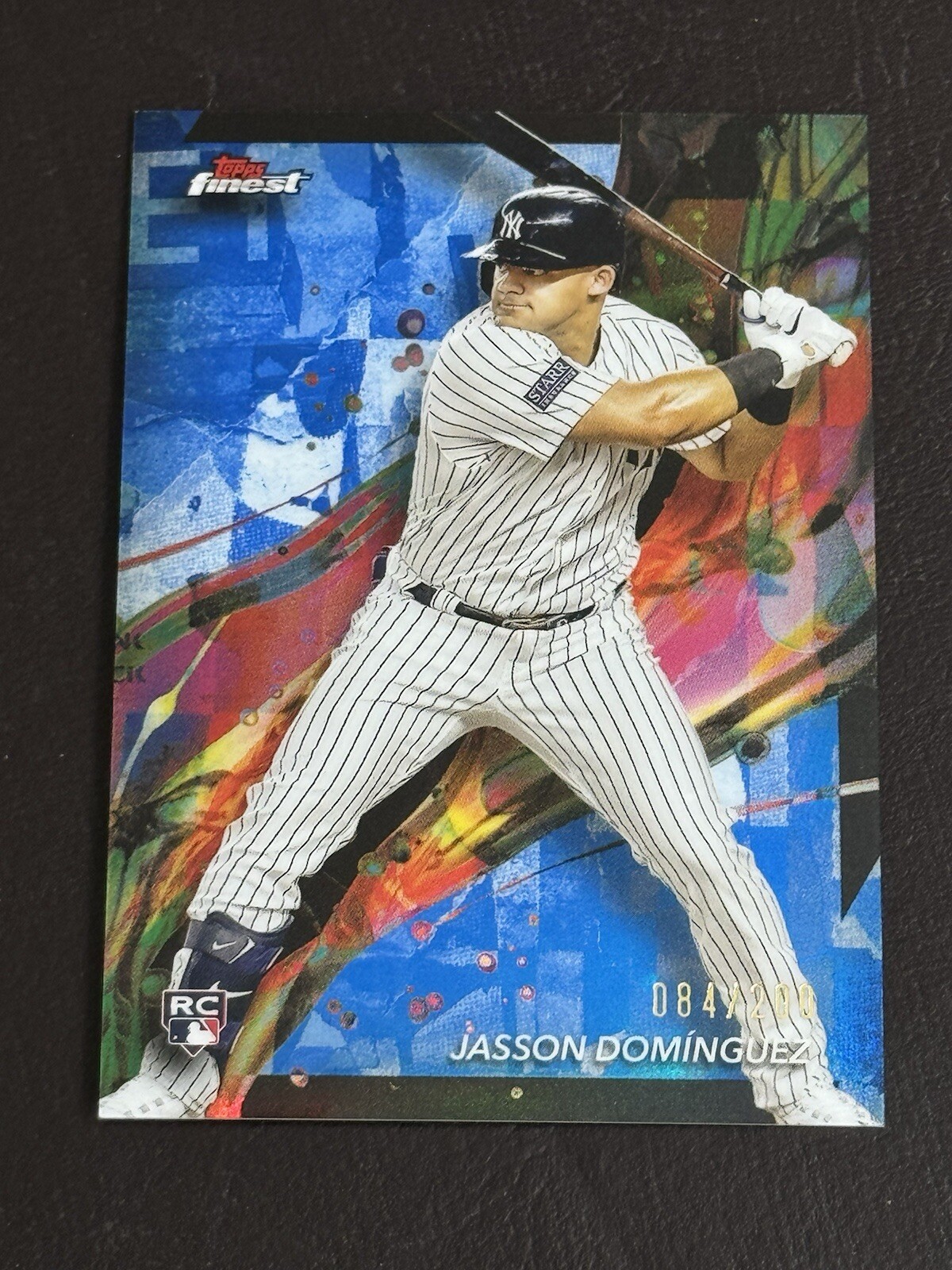 Jasson Dominguez 2024 Topps Finest Common Blue Refractor RC /200 Yankees #83