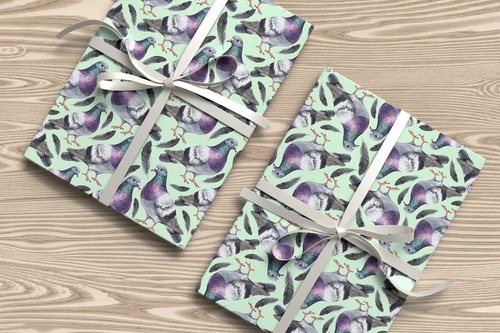 Pigeon Gift Wrap – Watercolour Pigeons Wrapping Paper with Feathers Design W71 - Picture 29 of 44