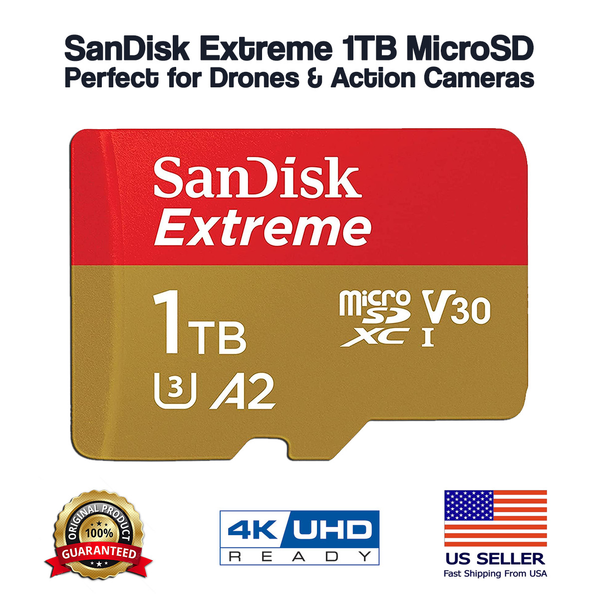 SanDisk Extreme 1TB Micro SD U3 A2 V30 Memory Card for GoPro DJI 