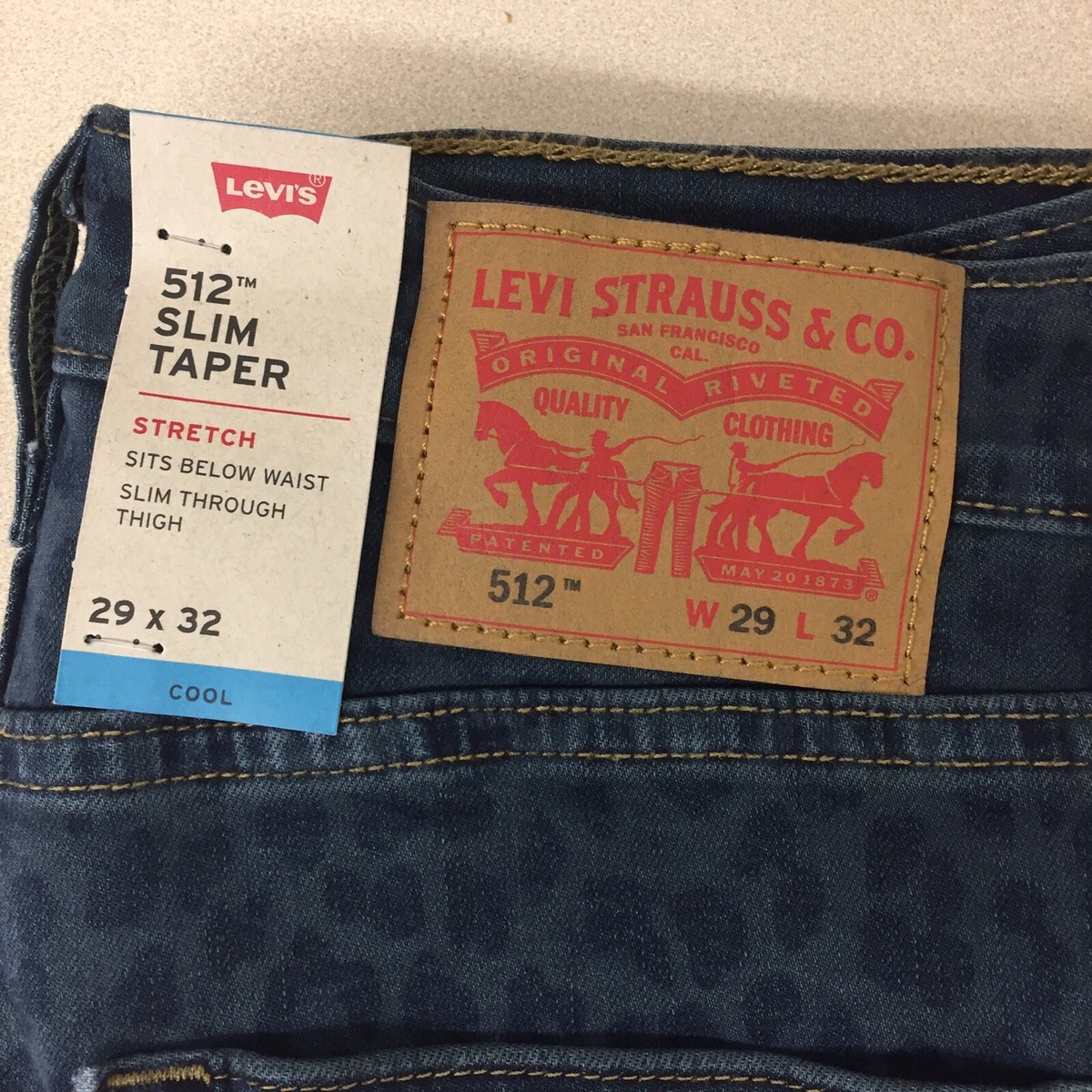 Levi's 512 Slim Taper Fit Jeans Animal Print Blue Mens 29x32 New