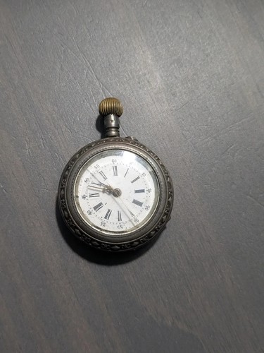 Antique Coin Silver Small Pocket Watch .800 1.02 oz. Nice Patina not running - Picture 5 of 5