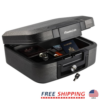 Fire Water Resistant Chest Safe Valuables Documents Key Lock Protection New