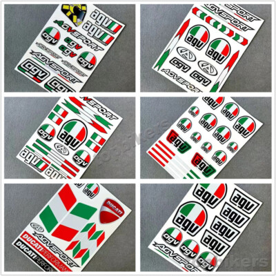 Motorcycle Fuel Tank Fairing Badge Decal AGV Italy Helmet Sticker Racing Team