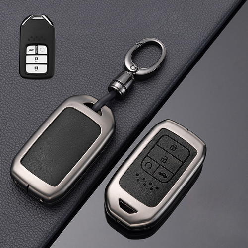 Zinc Alloy Leather Car Key Fob Case Cover Bag For Honda CR-V HR-V Civic Passport - Picture 3 of 10