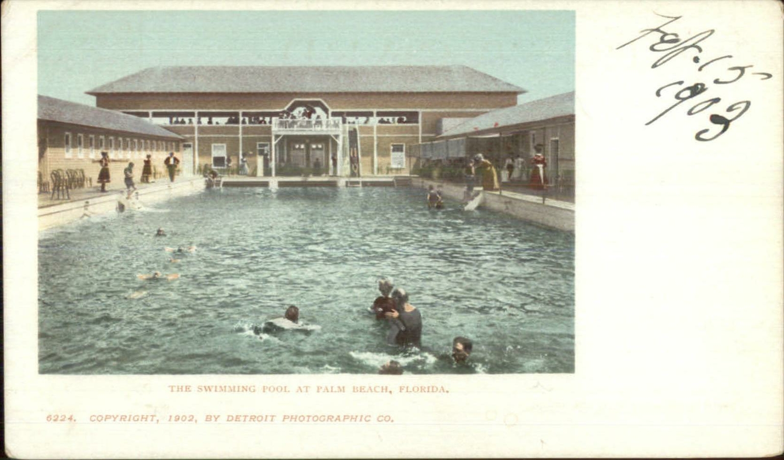 Postal de publicación de Detroit piscina Palm Beach FL c1905 piscina