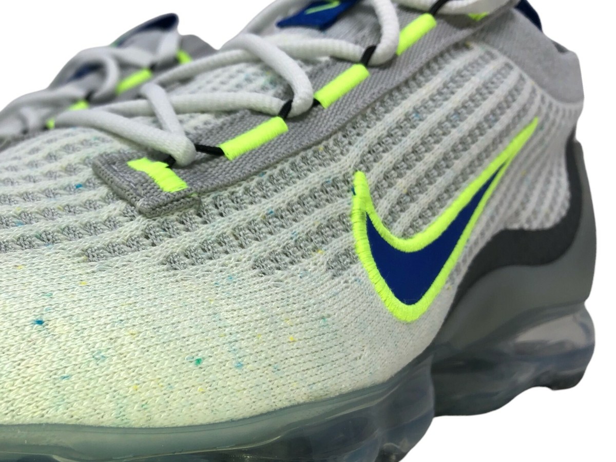 Nike Vapormax 2021 FK Mens Running Shoes White/Hyper Royal-Volt DC9394 100 (NEW) Nike Air Vapormax 2021 FK White/Hyper Royal-Volt DC9394-100  main image 2