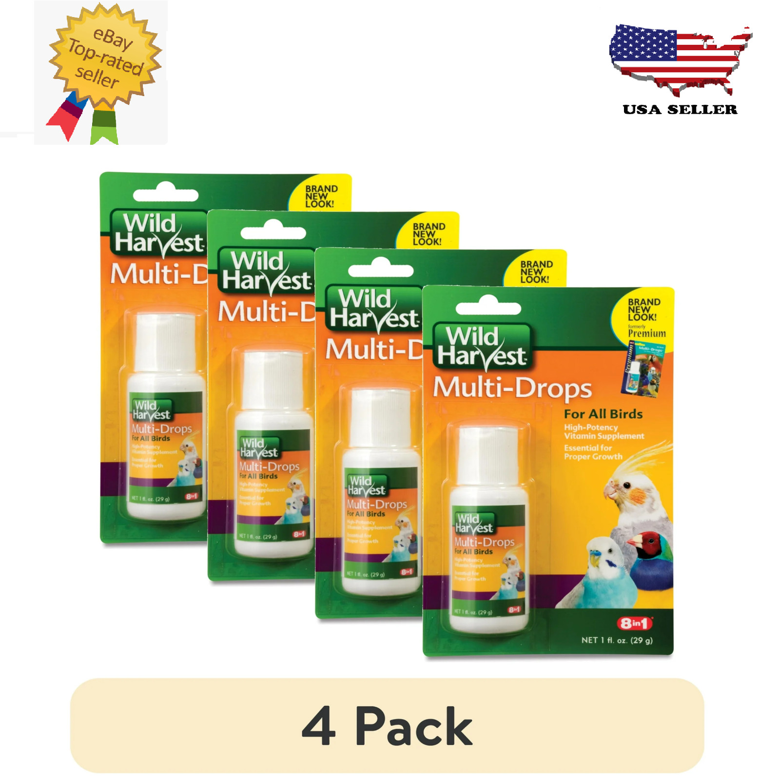 Wild Harvest Multi-Drops for All Birds 1 Ounce, High-Potency Vitamin (4 pack)