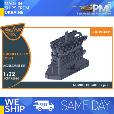 Clear Prop CPA72086 - 1/72 - Liberty L-12 engine set 3D print. Upgrade set