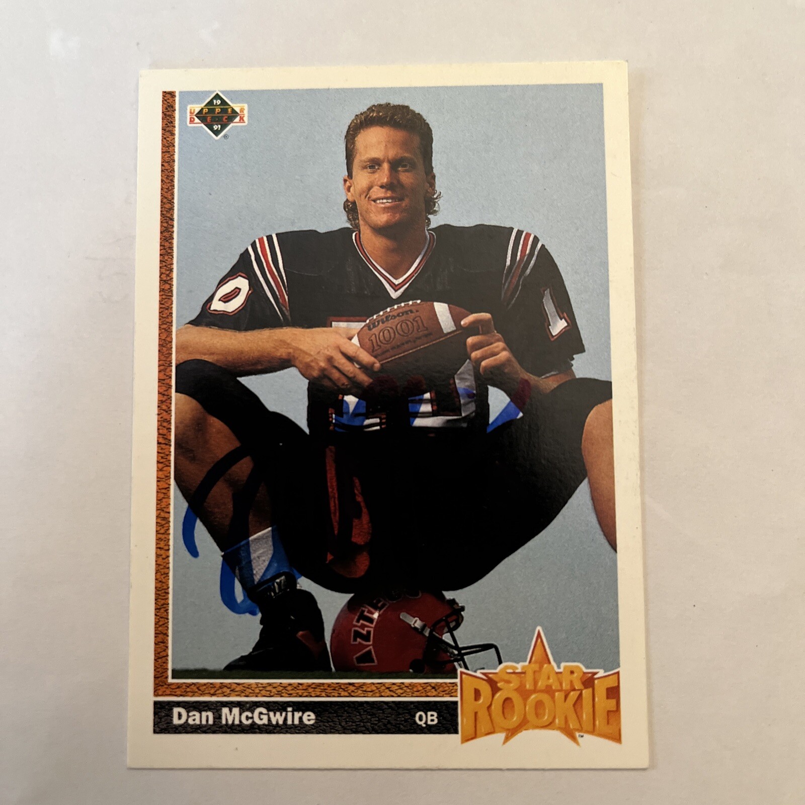DAN MCGWIRE 1991 UPPER DECK AUTOGRAPHED SIGNED AUTO FOOTBALL CARD