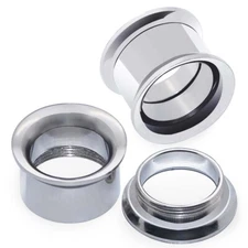 Pair Ear Tunnels Stainless Steel Earlets Expander Single Flare Ear Plugs Gauges