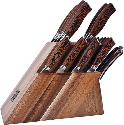 TUO TC0732 17 Pcs German Steel Knife Set with Wooden Block in Gift Box