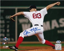 JUSTIN MASTERSON  BOSTON RED SOX    ACTION SIGNED 8x10