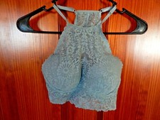 VICTORIA'S SECRET PINK GRAY LACE BRALETTE, UNDERWIRE, PADDED, SIZE SMALL, NICE