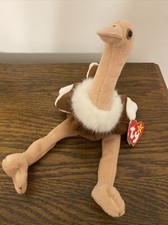 TY Beanie Buddies Stretch Ostrich Retired Plush Stuffed Animal NWT Bird Emu