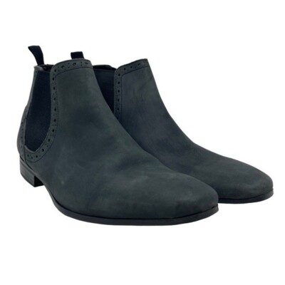 ASOS Boots Mens 6 Chelsea Navy Nubuck Leather Elastic Sides Heel Grip Tread Tab