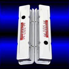 Valve Covers for Small Block Chevy 350 with 350 HP Emblems SBC Chrome